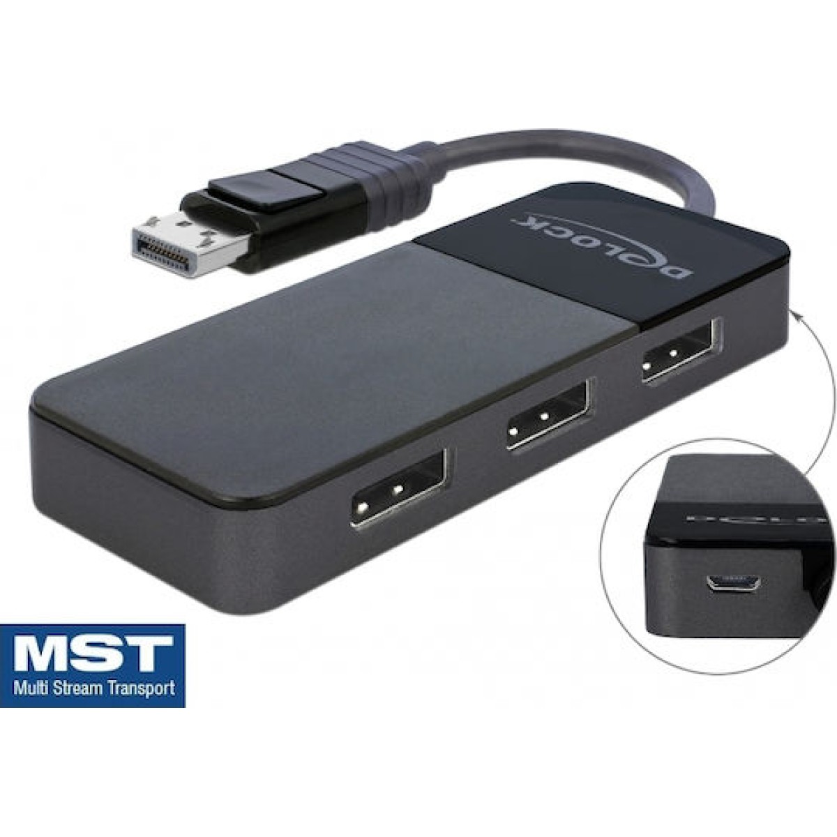 DeLock video splitter Μετατροπέας DisplayPort male σε DisplayPort female