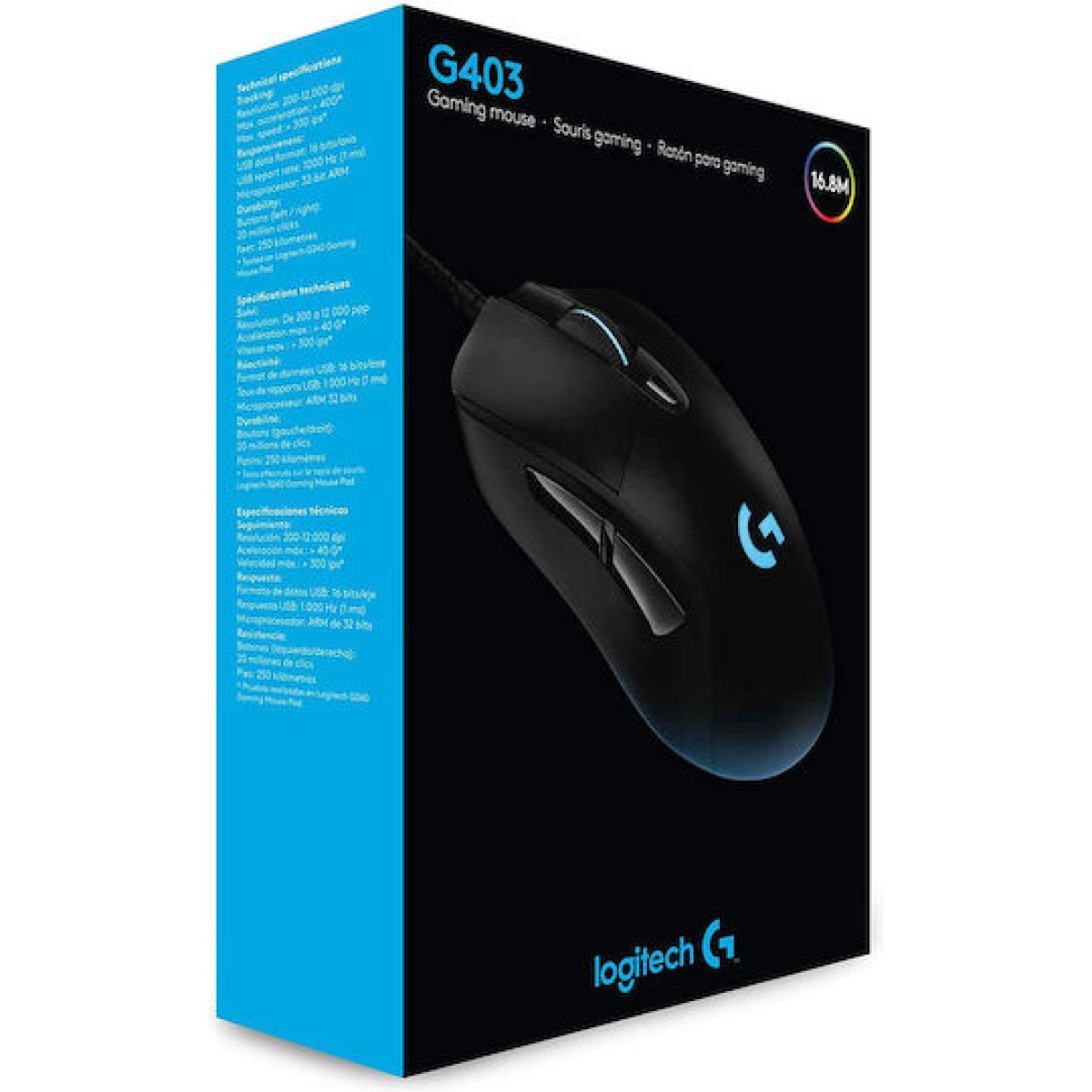 Logitech G403 Hero RGB Gaming Ποντίκι 25000 DPI Μαύρο