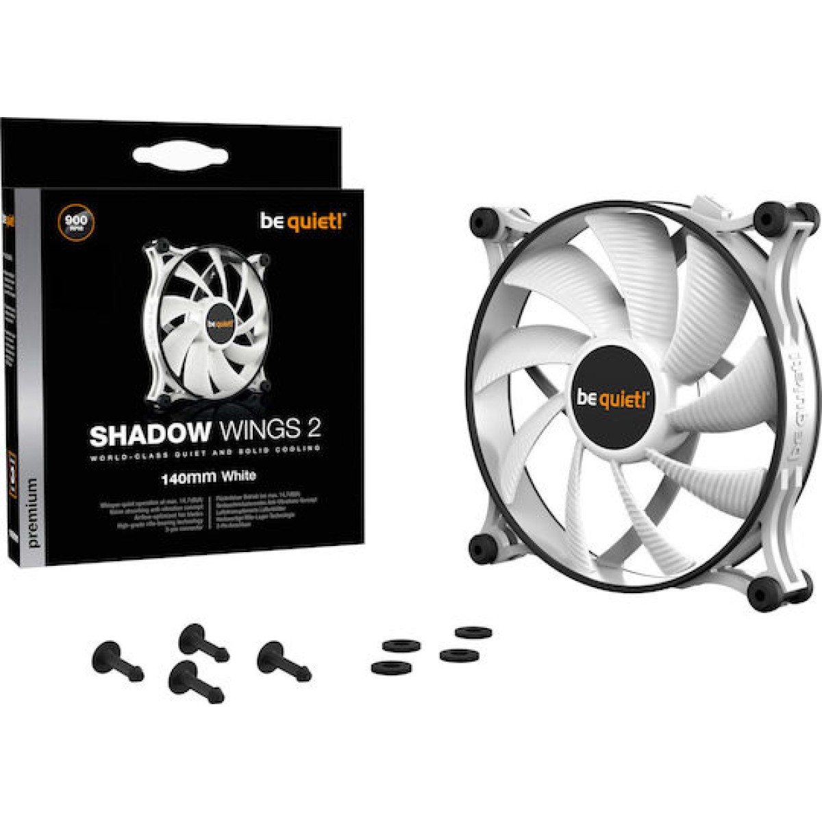 Be Quiet Shadow Wings 2 Case Fan 140mm με Σύνδεση 3-Pin Λευκό