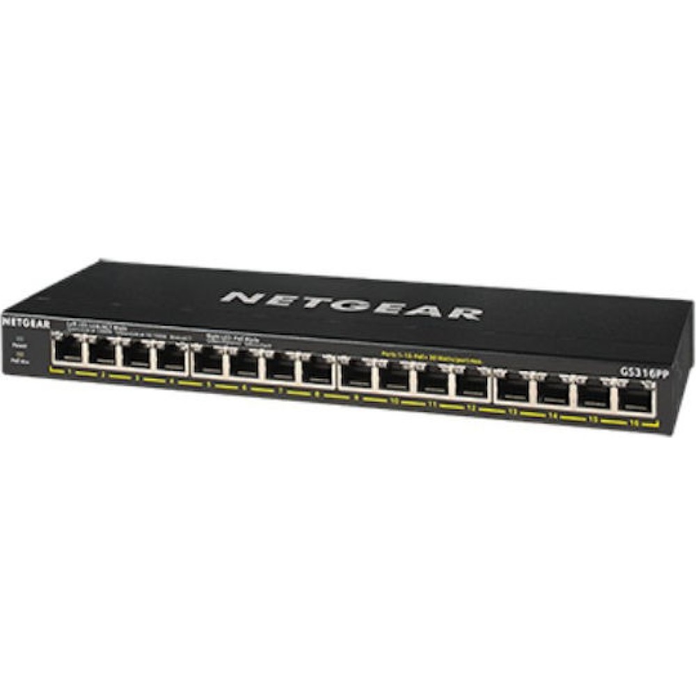 NetGear GS316PP-100EUS Unmanaged L2 PoE Switch με 16 Θύρες Gigabit (1Gbps) Ethernet