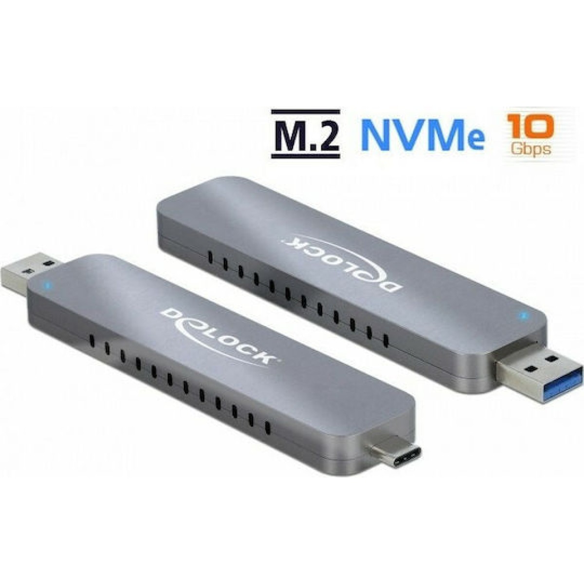 DeLock Θήκη για Σκληρό Δίσκο M.2 PCI Express NVME με σύνδεση USB 3.2 Type-C σε Ασημί χρώμα