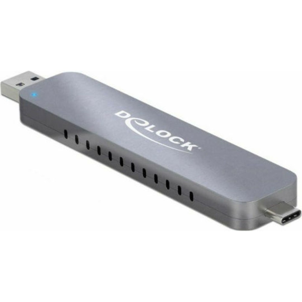 DeLock Θήκη για Σκληρό Δίσκο M.2 PCI Express NVME με σύνδεση USB 3.2 Type-C σε Ασημί χρώμα