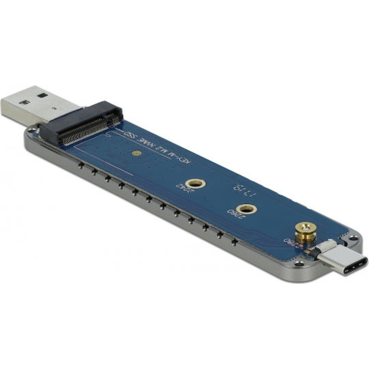 DeLock Θήκη για Σκληρό Δίσκο M.2 PCI Express NVME με σύνδεση USB 3.2 Type-C σε Ασημί χρώμα