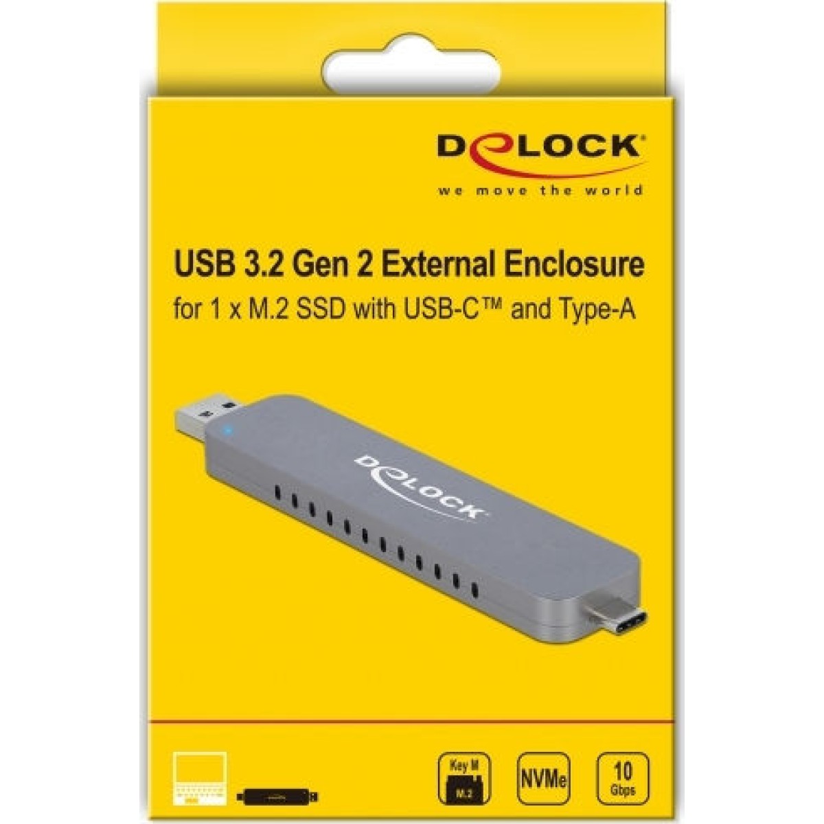 DeLock Θήκη για Σκληρό Δίσκο M.2 PCI Express NVME με σύνδεση USB 3.2 Type-C σε Ασημί χρώμα