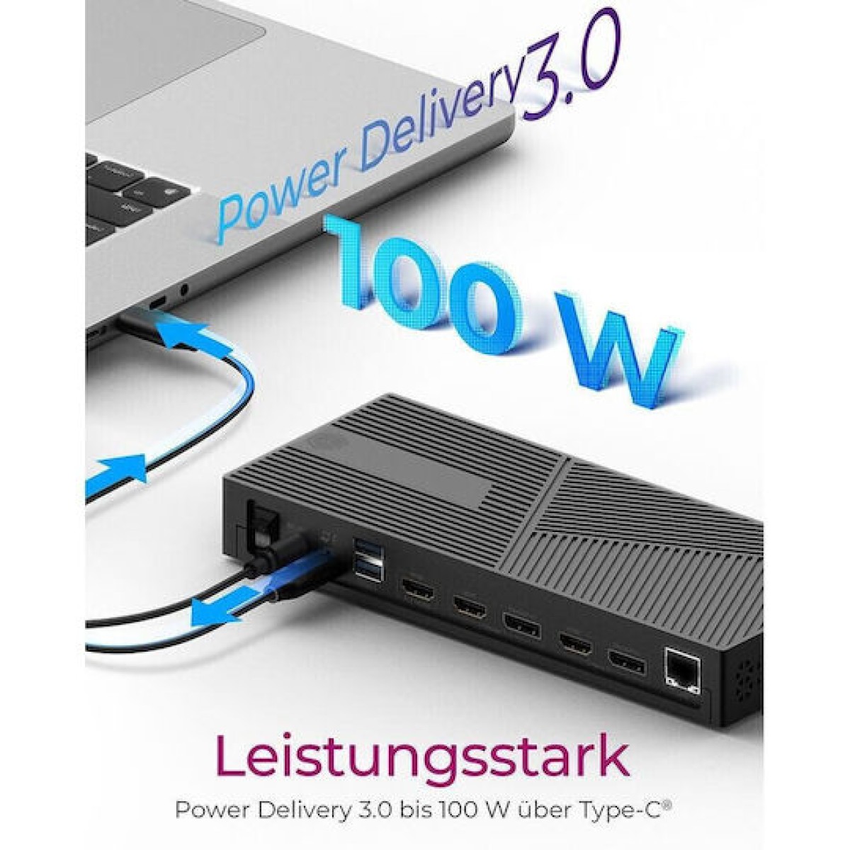 Icy Box USB-C Docking Station με HDMI/DisplayPort 4K PD Ethernet Μαύρο (IB-DK2246AC)