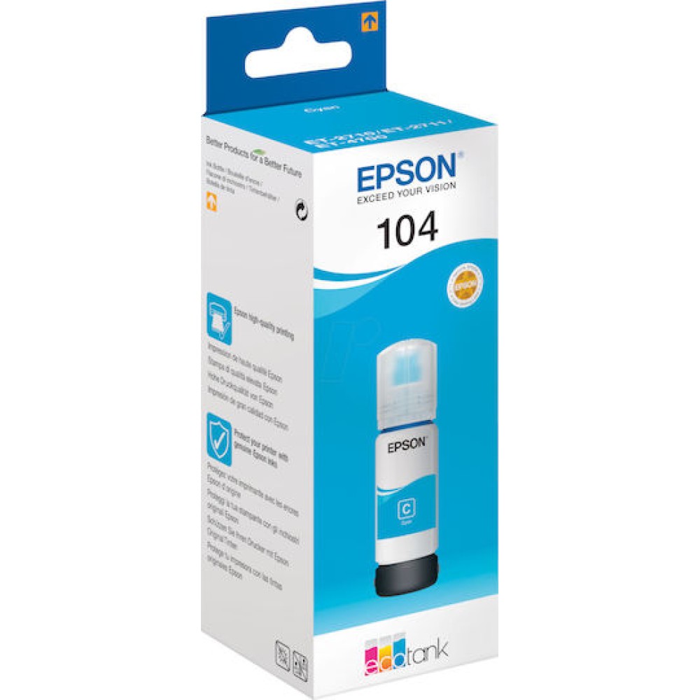 Epson 104 Γνήσιο Μελάνι Εκτυπωτή InkJet Κυανό (C13T00P240)