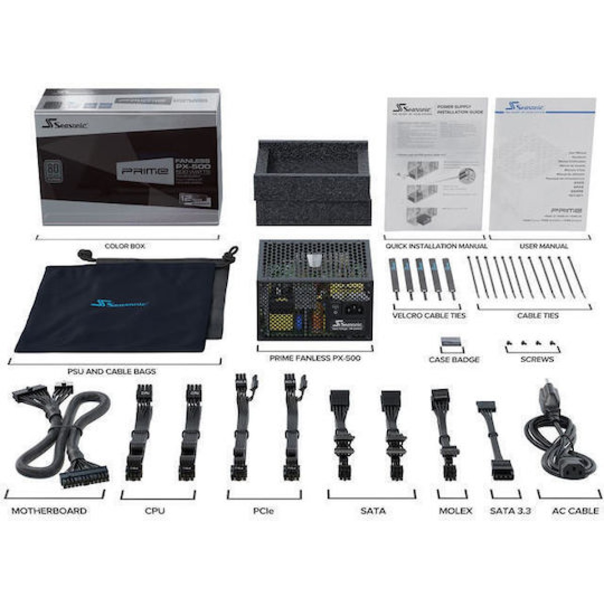 Seasonic Prime PX 500W Μαύρο Τροφοδοτικό Υπολογιστή Full Modular 80 Plus Platinum