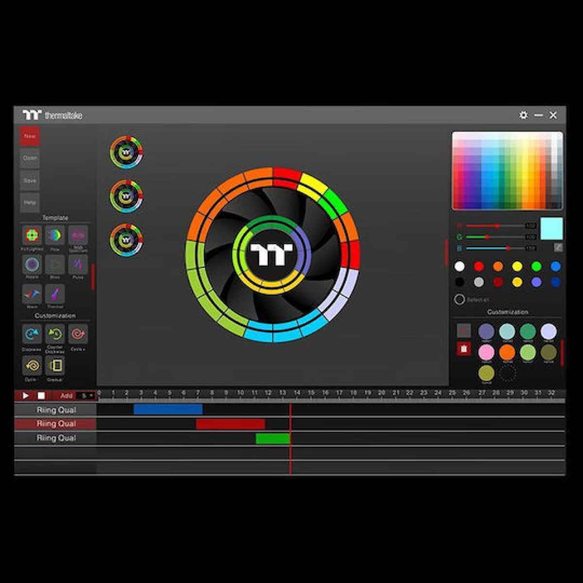 Thermaltake Quad 12 RGB Radiator Fan TT Premium Case Fan 120mm με Σύνδεση 4-Pin Molex 3τμχ