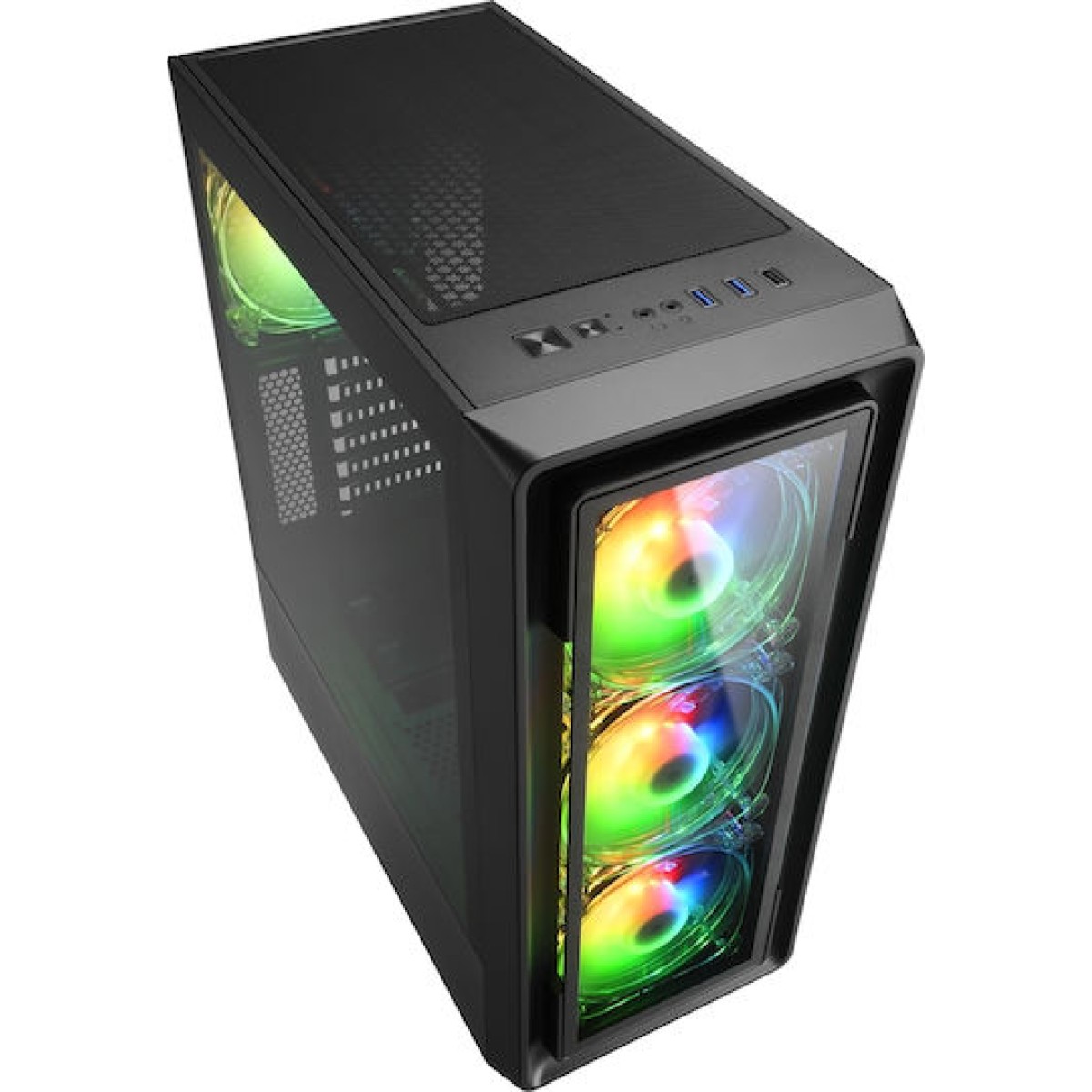 Sharkoon TK4 RGB Gaming Midi Tower Κουτί Υπολογιστή με Πλαϊνό Παράθυρο Μαύρο