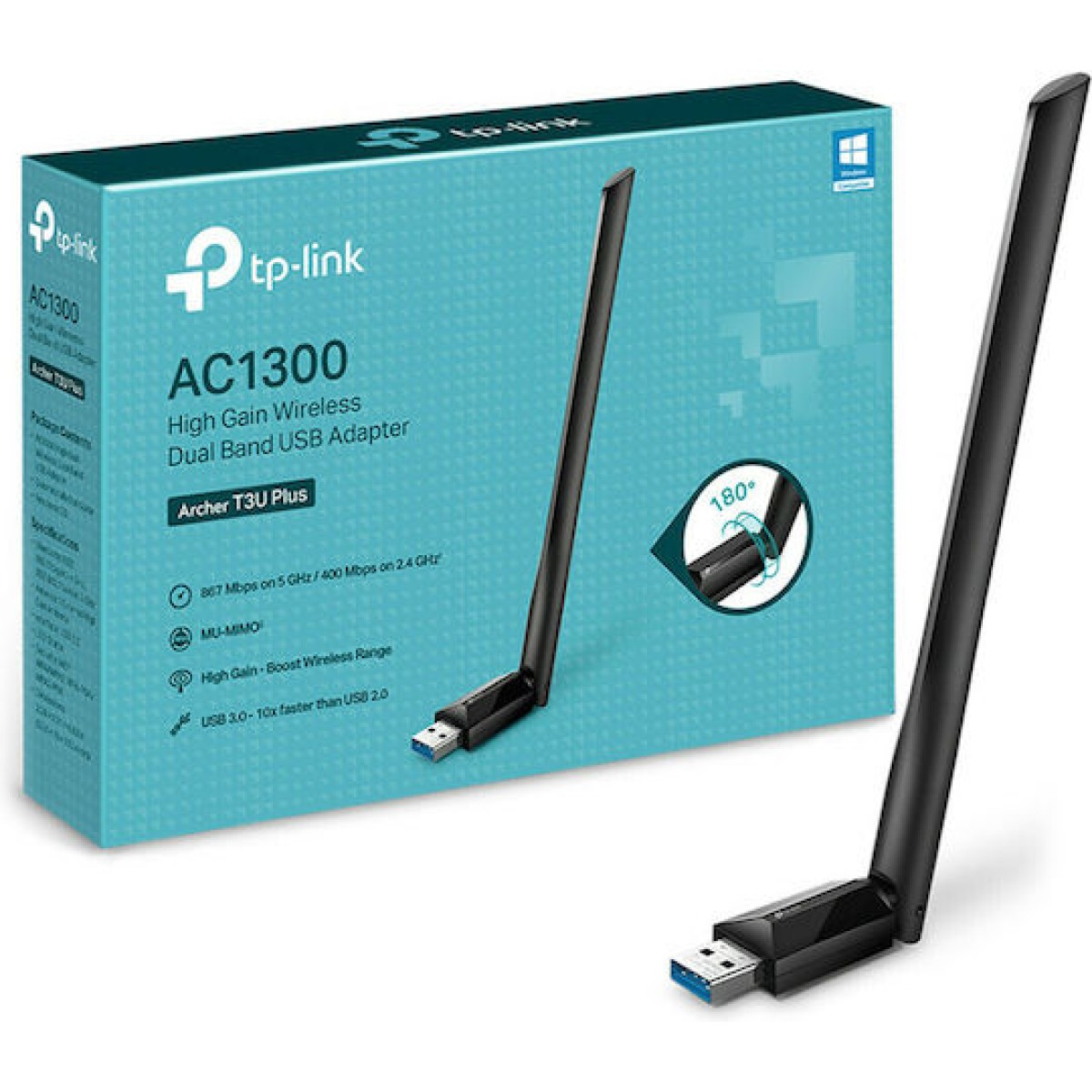 TP-LINK Archer T3U Plus v1 Ασύρματος USB Αντάπτορας Δικτύου 1300Mbps