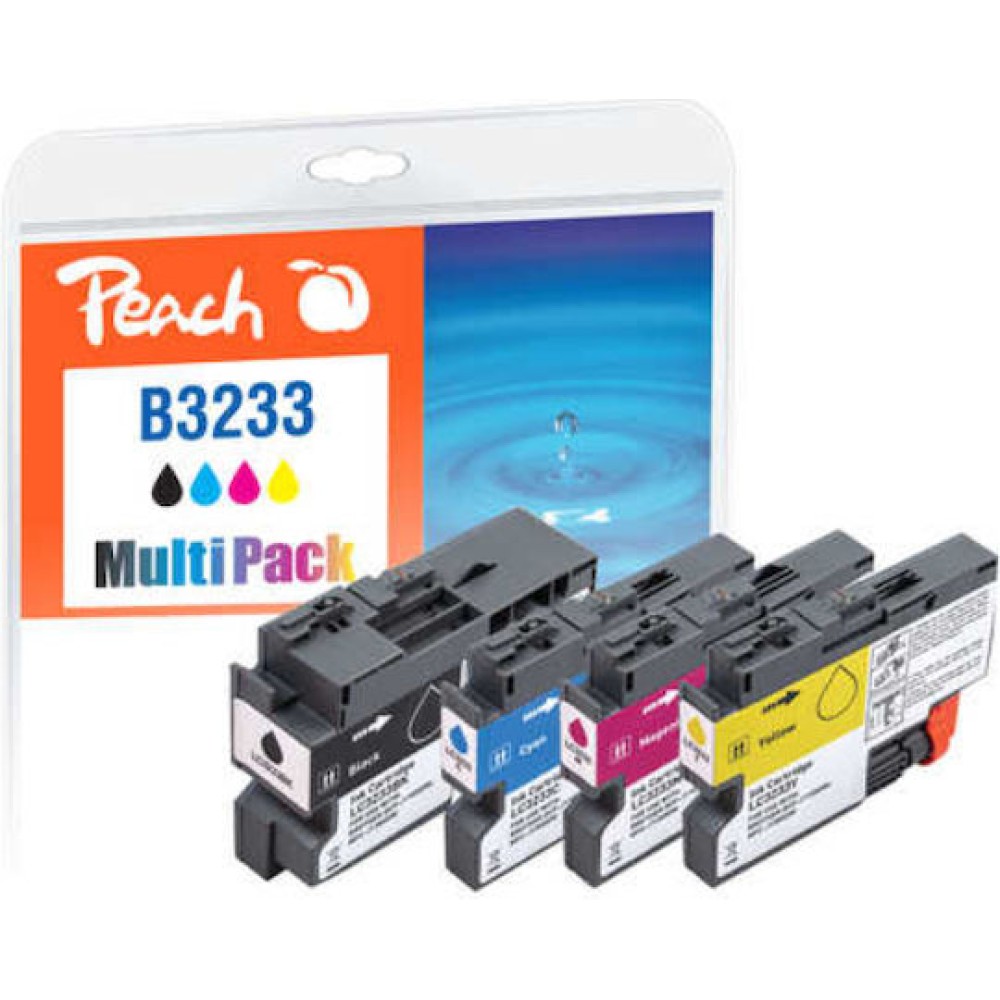 Peach 320994 Πακέτο Συμβατών Μελανιών Εκτυπωτή InkJet Brother LC-3233VALP Πολλαπλό (Color) / Μαύρο
