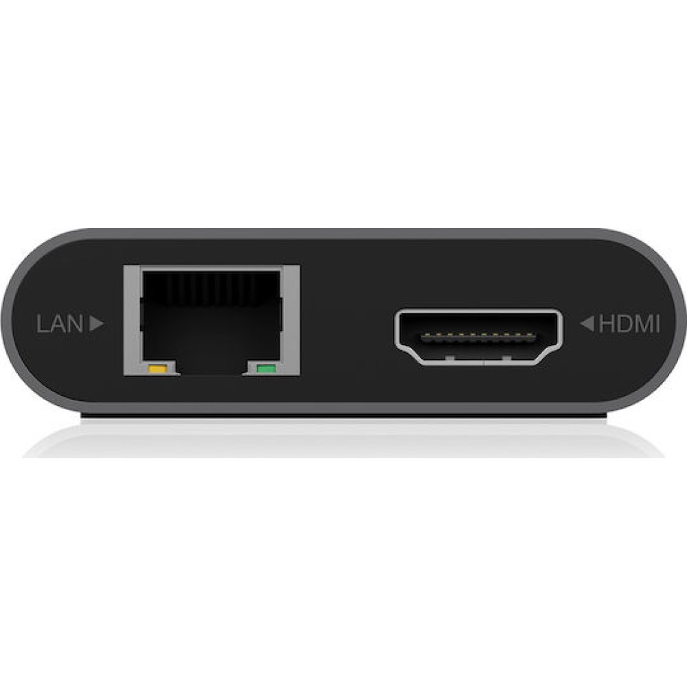 Icy Box USB-C Docking Station με HDMI/DisplayPort 4K PD Ethernet και σύνδεση 3 Οθονών Γκρι (IB-DK4050-CPD)