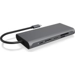 Icy Box USB-C Docking Station με HDMI/DisplayPort 4K PD Ethernet και σύνδεση 3 Οθονών Γκρι (IB-DK4050-CPD)