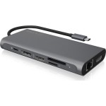 Icy Box USB-C Docking Station με HDMI/DisplayPort 4K PD Ethernet και σύνδεση 3 Οθονών Γκρι (IB-DK4050-CPD)