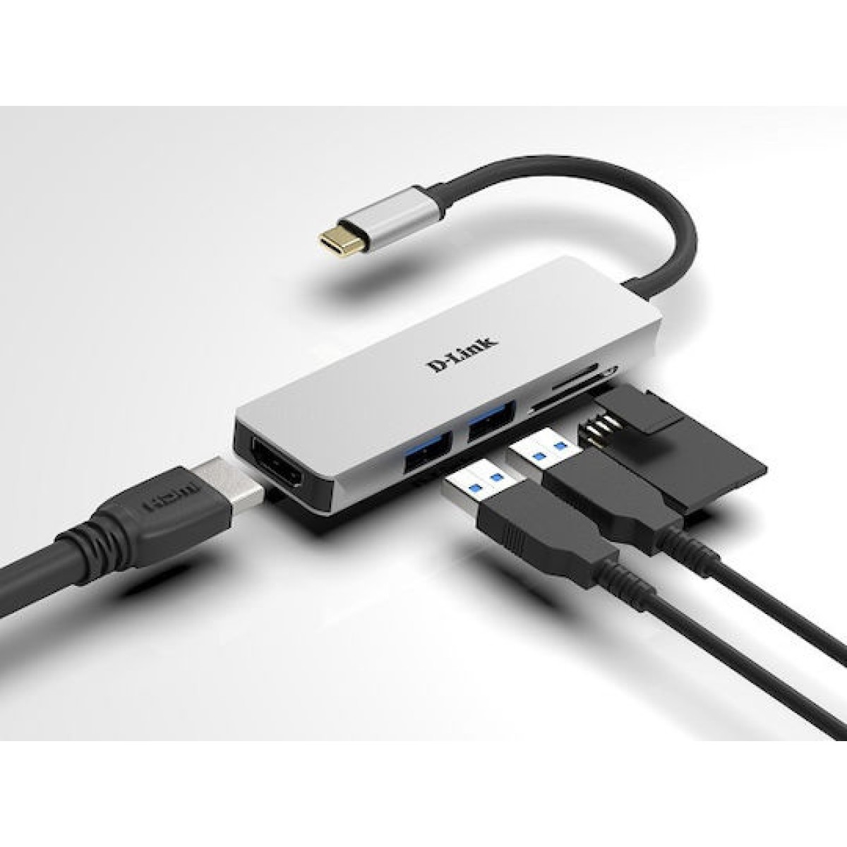D-Link USB-C Docking Station με HDMI 4K Ασημί (DUB-M530)