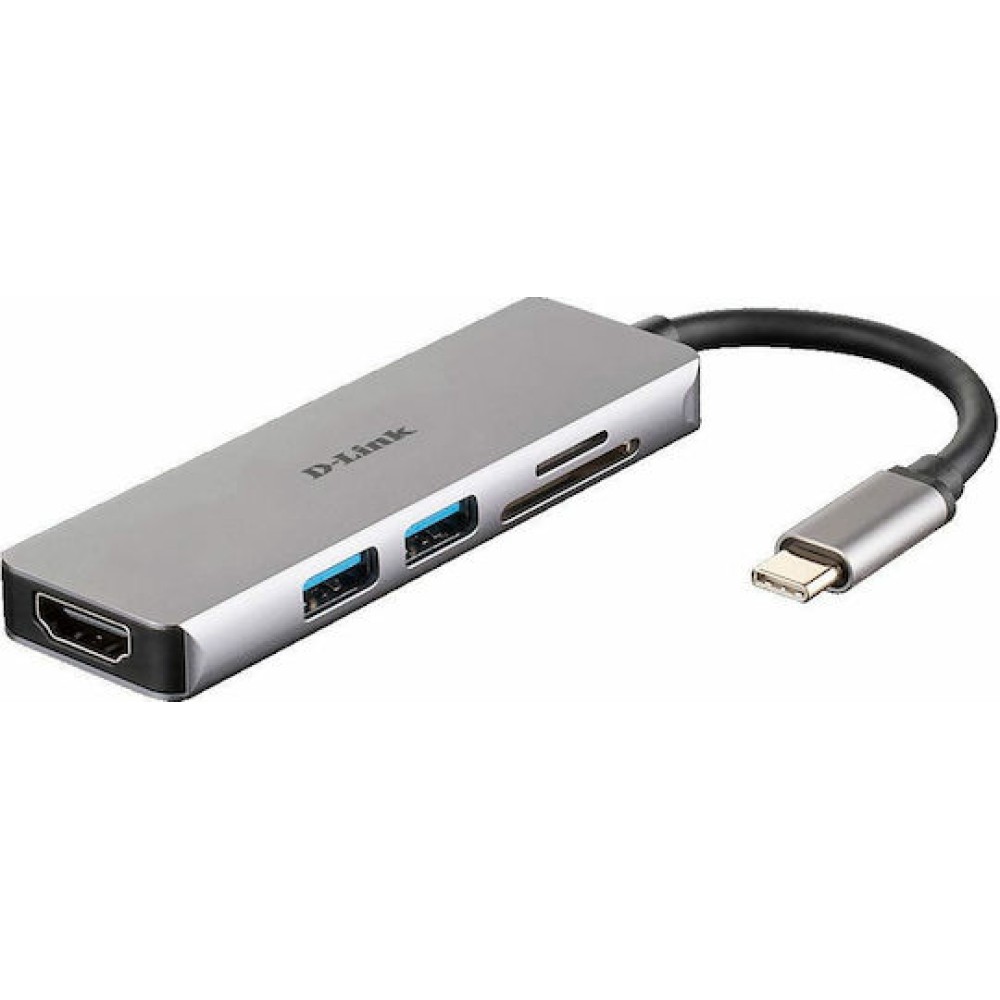D-Link USB-C Docking Station με HDMI 4K Ασημί (DUB-M530)