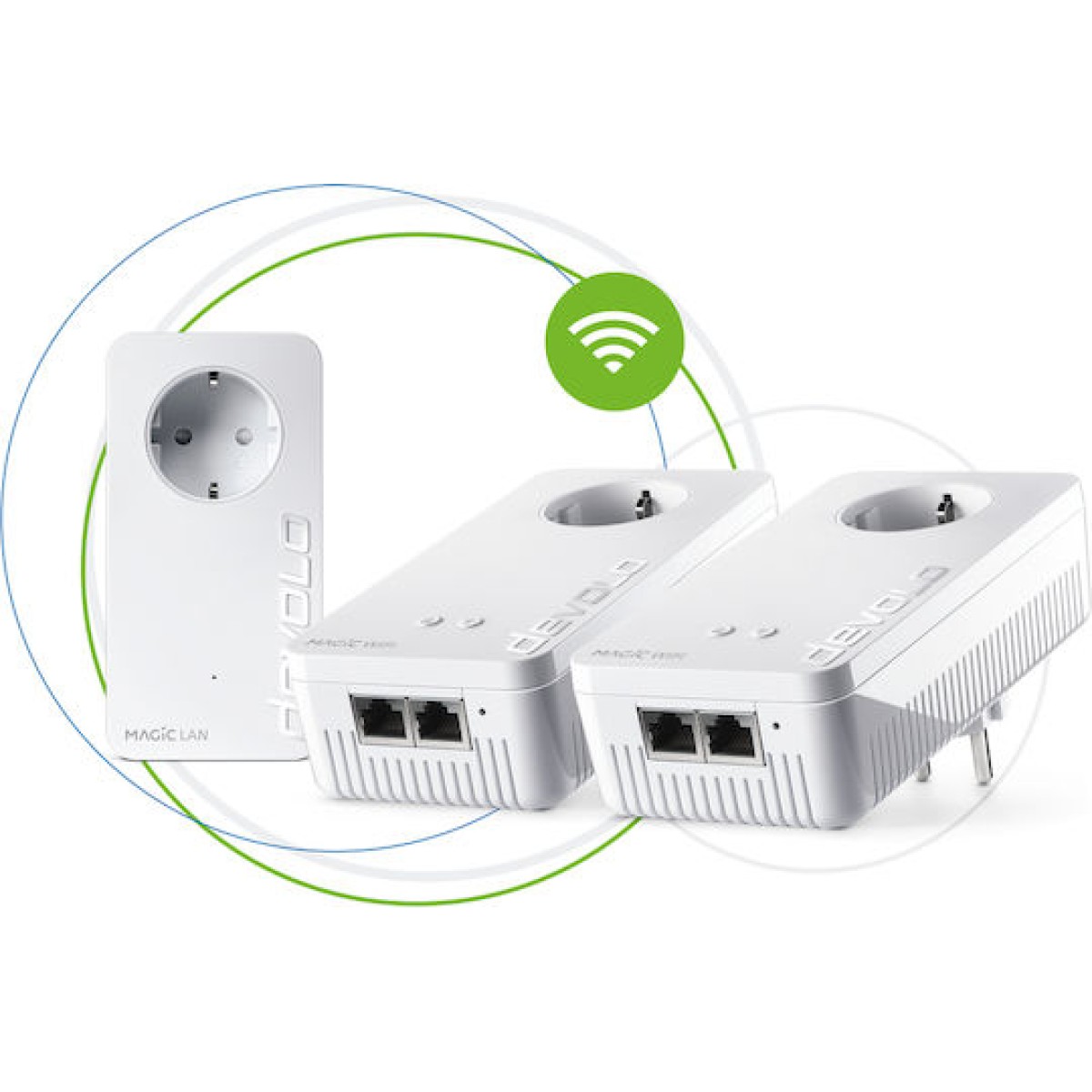 Devolo Magic 2 WiFi Next Multiroom Kit (DE) Powerline Τριπλό για Ασύρματη Σύνδεση Wi‑Fi 5 με Passthrough Πρίζα και 2 Θύρες Gigabit Ethernet
