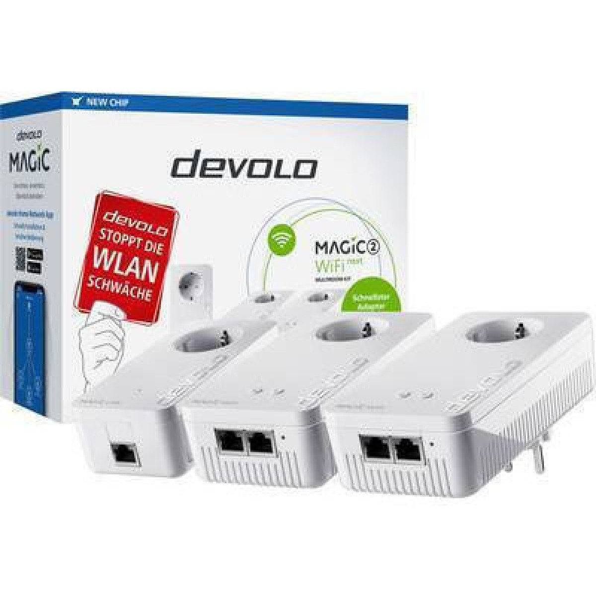 Devolo Magic 2 WiFi Next Multiroom Kit (DE) Powerline Τριπλό για Ασύρματη Σύνδεση Wi‑Fi 5 με Passthrough Πρίζα και 2 Θύρες Gigabit Ethernet