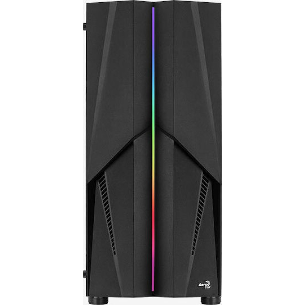 Aerocool Mecha v1 Gaming Midi Tower Κουτί Υπολογιστή με Πλαϊνό Παράθυρο και RGB Φωτισμό Μαύρο