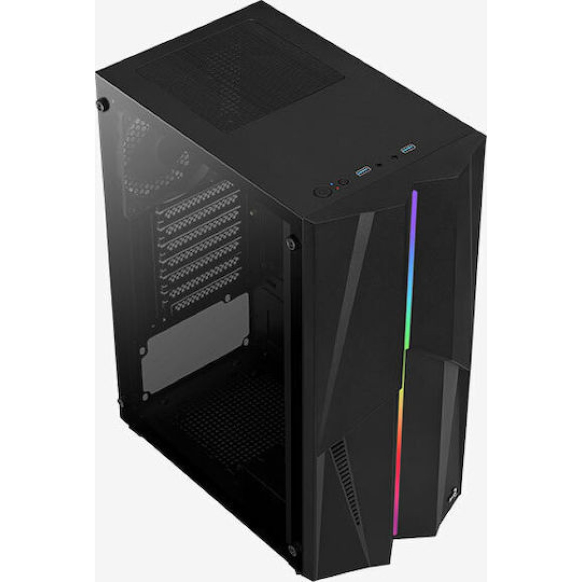 Aerocool Mecha v1 Gaming Midi Tower Κουτί Υπολογιστή με Πλαϊνό Παράθυρο και RGB Φωτισμό Μαύρο