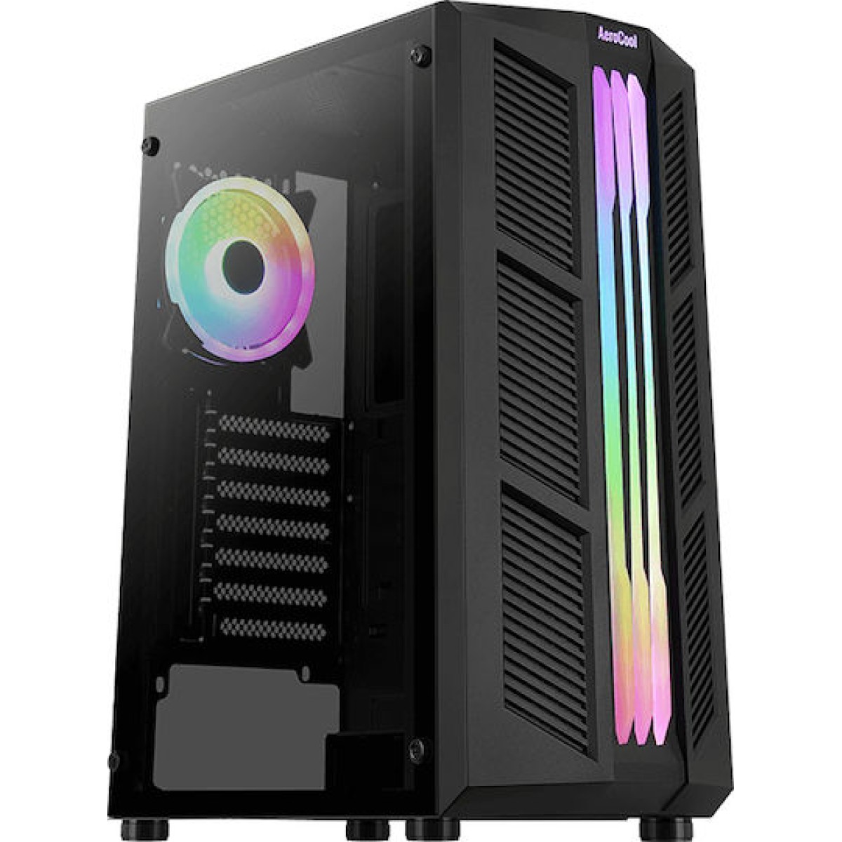 Aerocool Prime ARGB v2 Gaming Midi Tower Κουτί Υπολογιστή με Πλαϊνό Παράθυρο Μαύρο