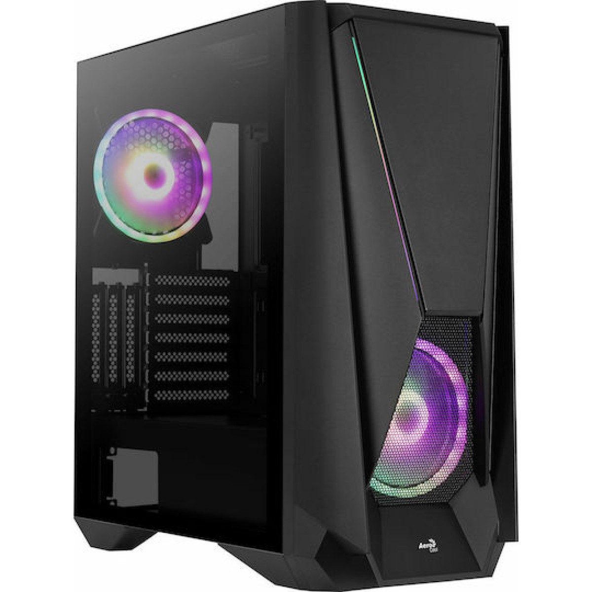 Aerocool Visor Gaming Midi Tower Κουτί Υπολογιστή με Πλαϊνό Παράθυρο και RGB Φωτισμό Μαύρο
