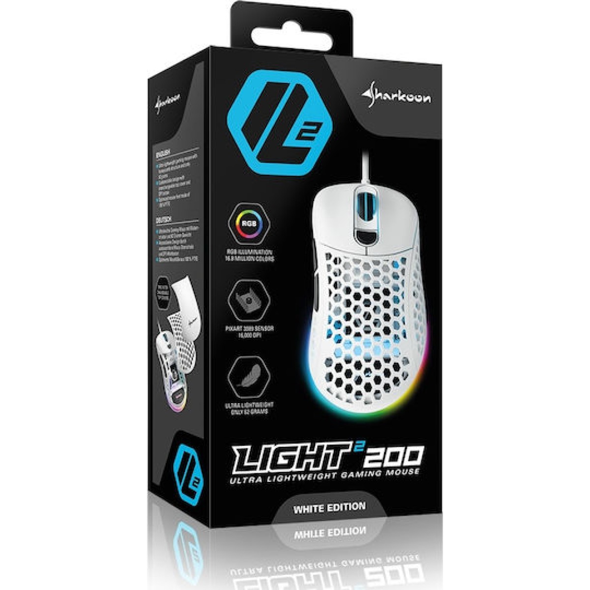 Sharkoon Light² 200 RGB Gaming Ποντίκι 16000 DPI Λευκό