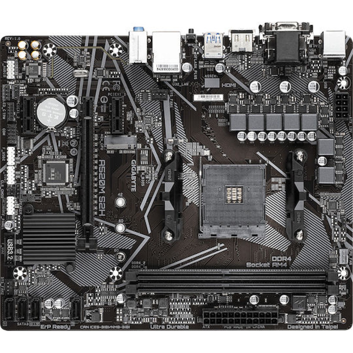 Gigabyte A520M S2H Motherboard Micro ATX με AMD AM4 Socket GA-A520M-S2H