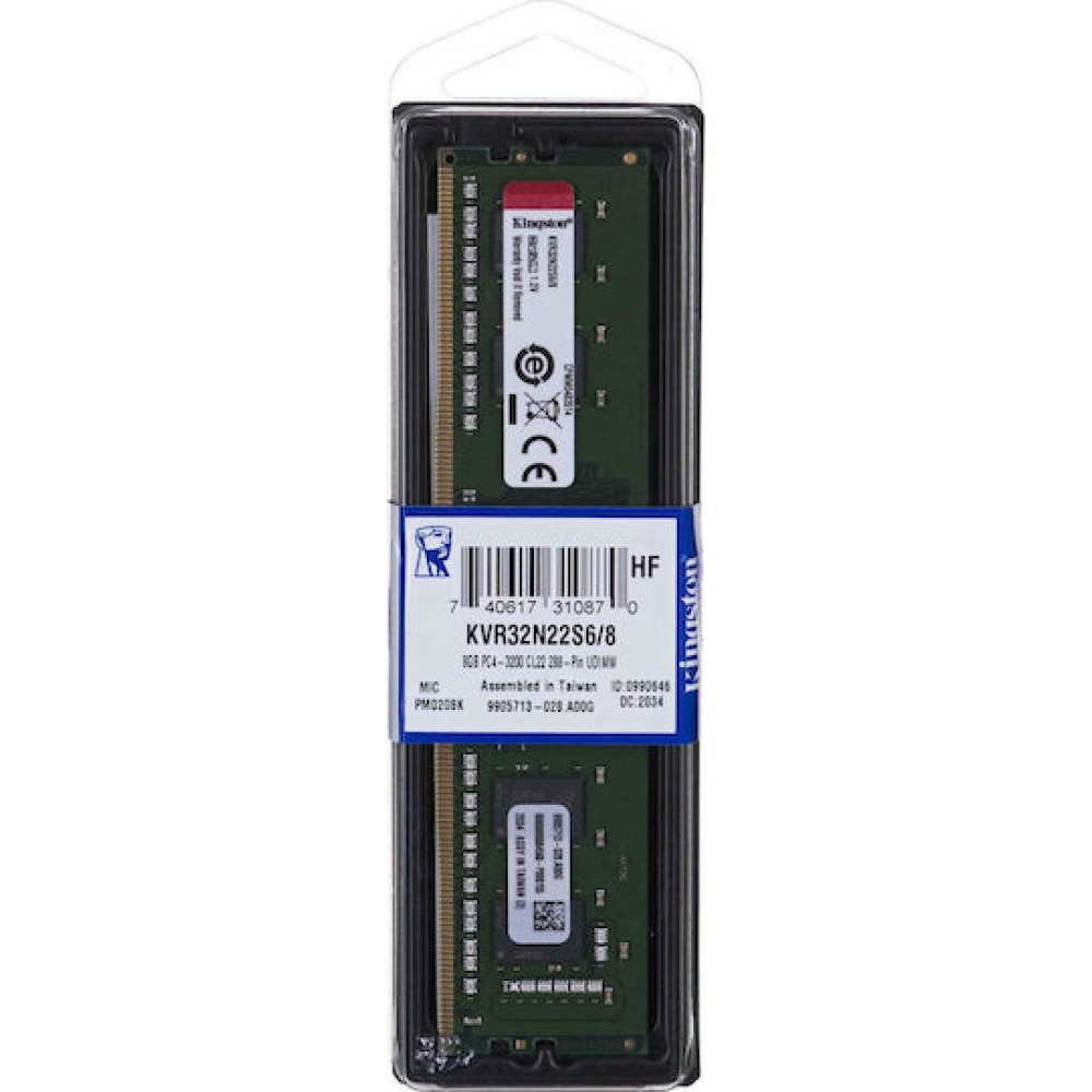 Kingston ValueRAM DDR4 με Module 1x8GB και Ταχύτητα 3200 για Desktop