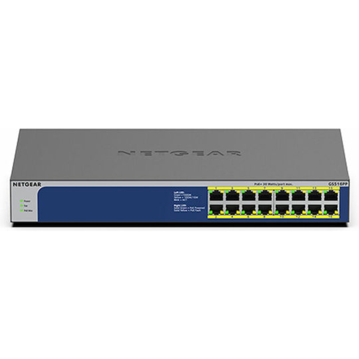 NetGear GS516PP Unmanaged L2 PoE+ Switch με 16 Θύρες Gigabit (1Gbps) Ethernet