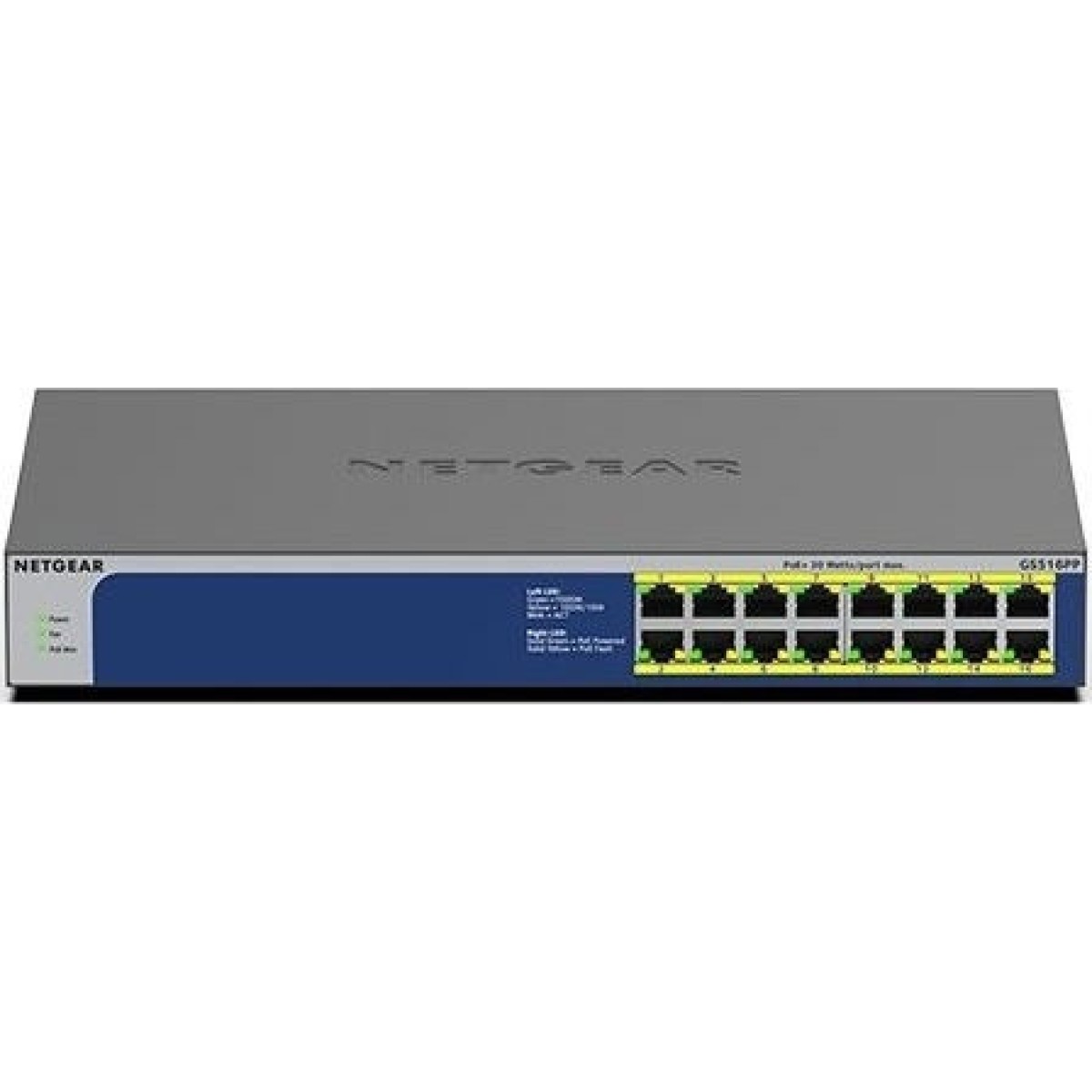 NetGear GS516PP Unmanaged L2 PoE+ Switch με 16 Θύρες Gigabit (1Gbps) Ethernet