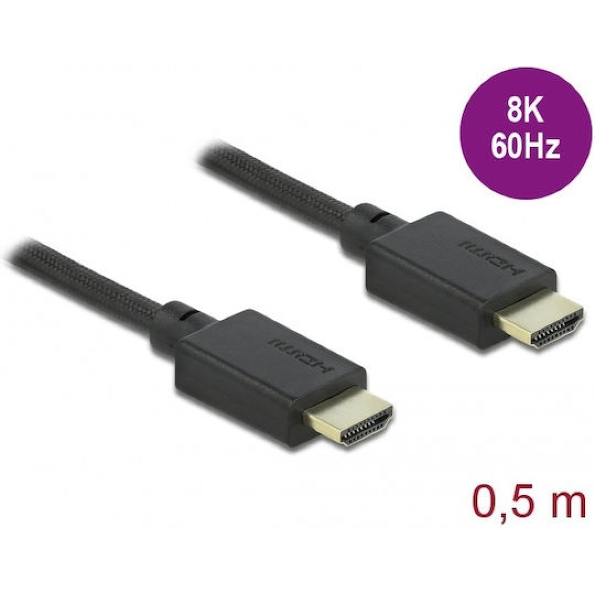 DeLock HDMI 2.1 Cable HDMI male - HDMI male 0.5m Μαύρο