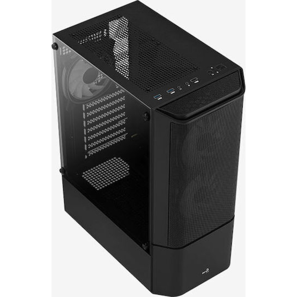 Aerocool Quantum Mesh v3 Gaming Midi Tower Κουτί Υπολογιστή με Πλαϊνό Παράθυρο και RGB Φωτισμό Μαύρο