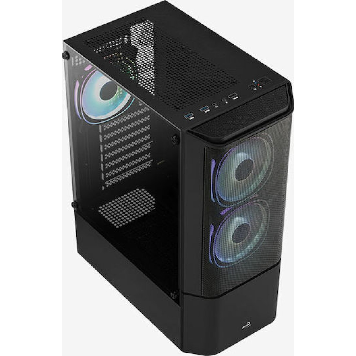 Aerocool Quantum Mesh v3 Gaming Midi Tower Κουτί Υπολογιστή με Πλαϊνό Παράθυρο και RGB Φωτισμό Μαύρο