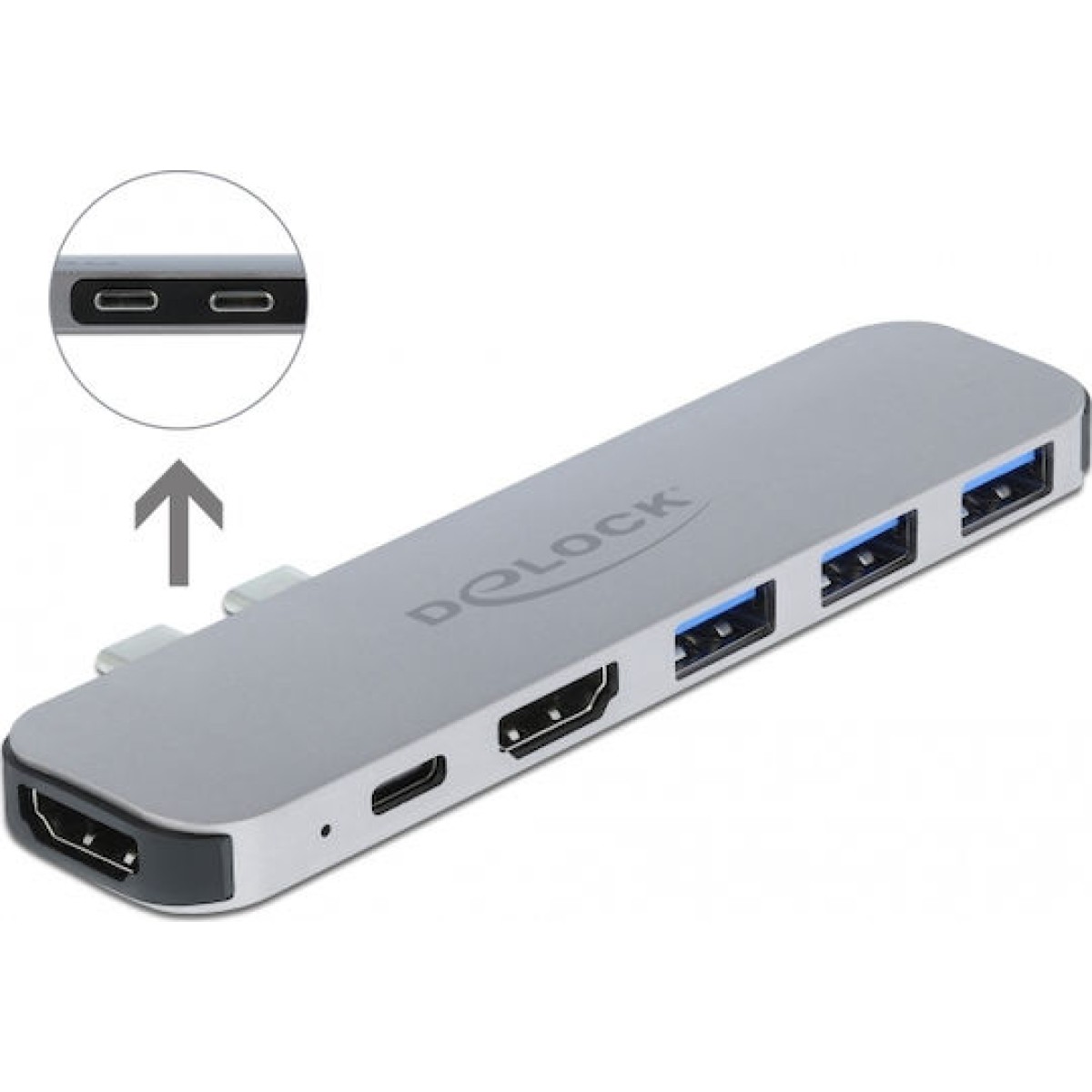 DeLock Docking Station με Διπλό USB-C HDMI 4K PD Γκρι (87753)