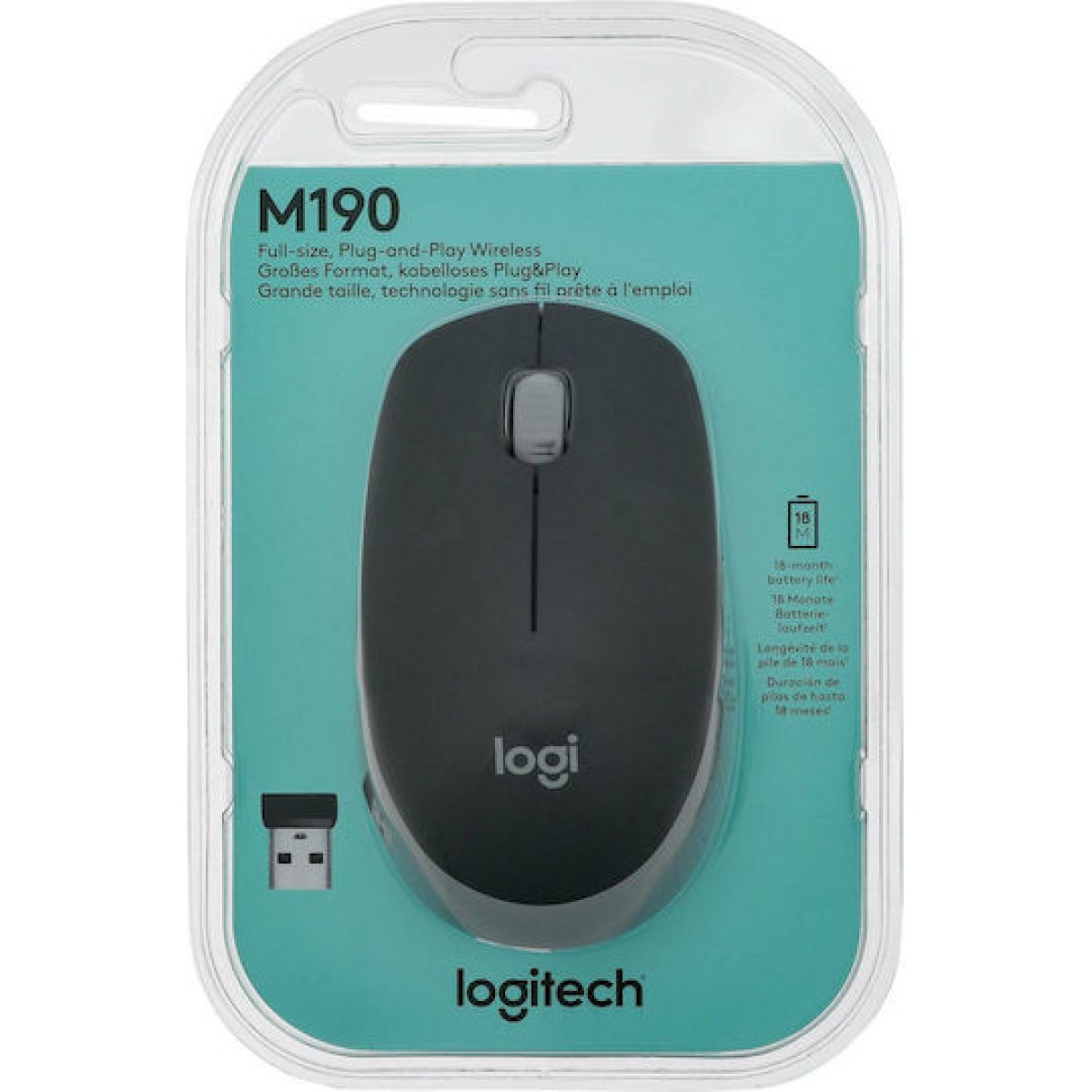 Logitech M190 Ασύρματο Ποντίκι Mid Grey