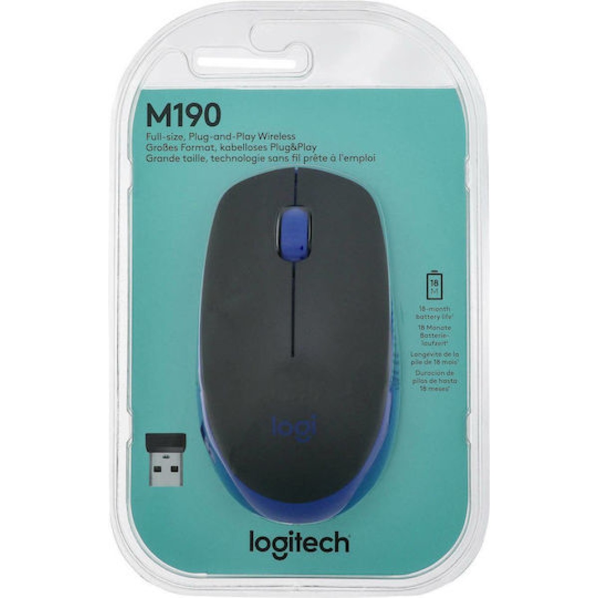 Logitech M190 Ασύρματο Ποντίκι Μπλε