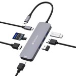 Verbatim USB-C Pro CMH-08 USB-C Docking Station με HDMI 4K PD και σύνδεση 2 Οθονών Γκρι