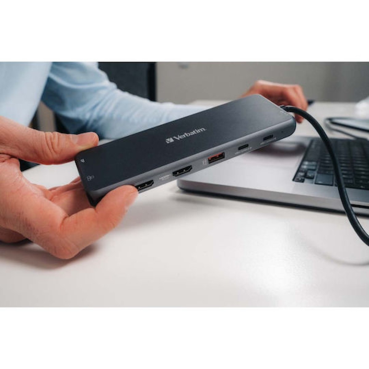 Verbatim CMH-13 USB-C Docking Station με HDMI/DisplayPort 4K PD Ethernet και σύνδεση 3 Οθονών Γκρι