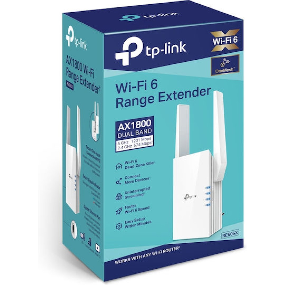 TP-LINK RE605X v1 Mesh WiFi Extender Dual Band (2.4 & 5GHz) 1750Mbps