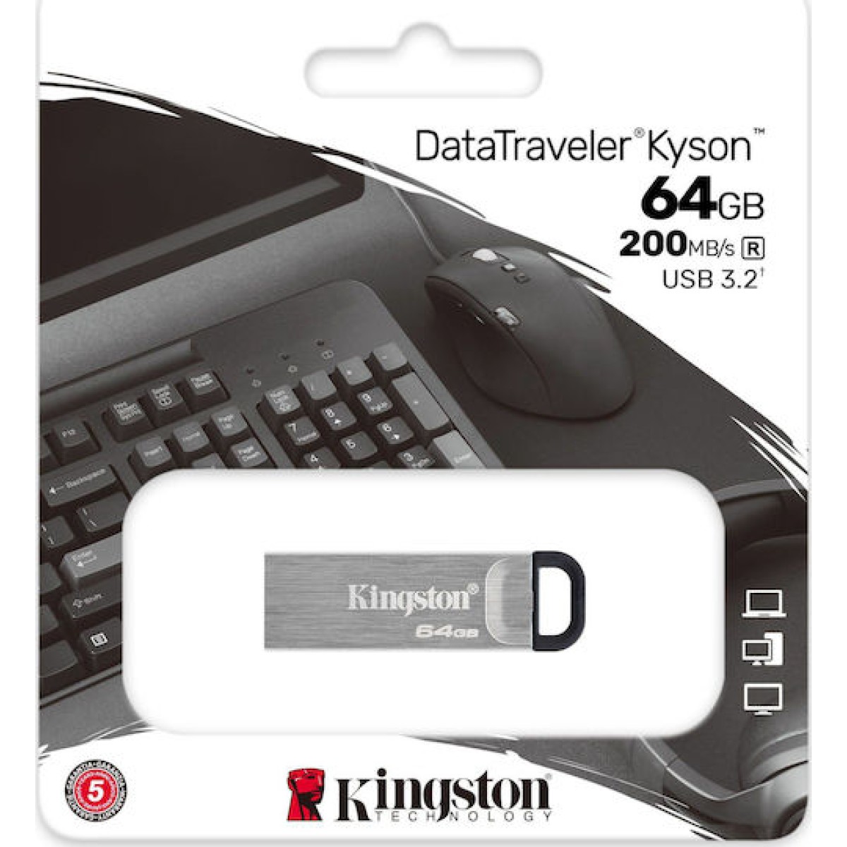 Kingston DataTraveler Kyson 64GB USB 3.2 Stick Ασημί