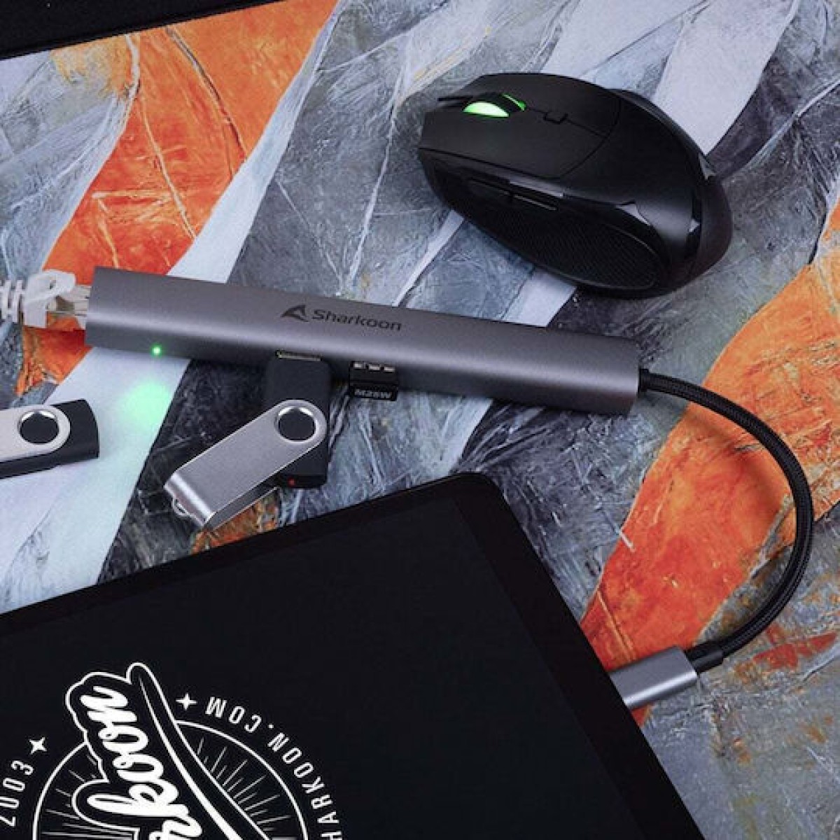 Sharkoon Combo Adapter USB-C Docking Station με HDMI 4K PD Ethernet Γκρι