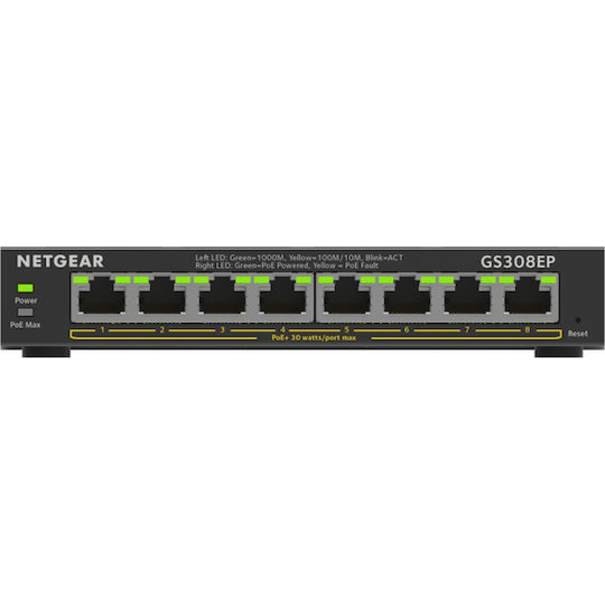 NetGear GS308EP Unmanaged L2 PoE+ Switch με 8 Θύρες Gigabit (1Gbps) Ethernet