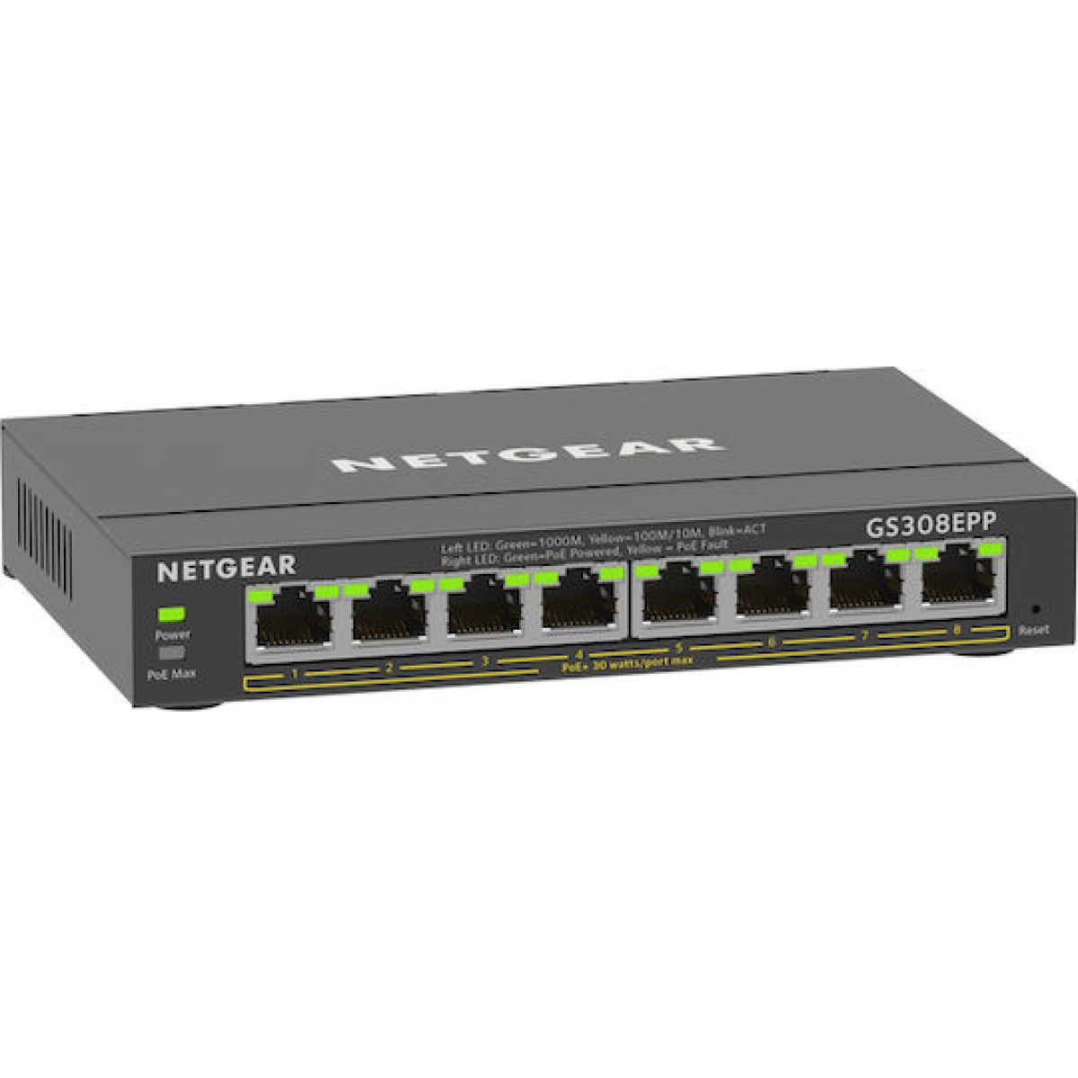 NetGear GS308EPP Unmanaged L2 PoE+ Switch με 8 Θύρες Gigabit (1Gbps) Ethernet