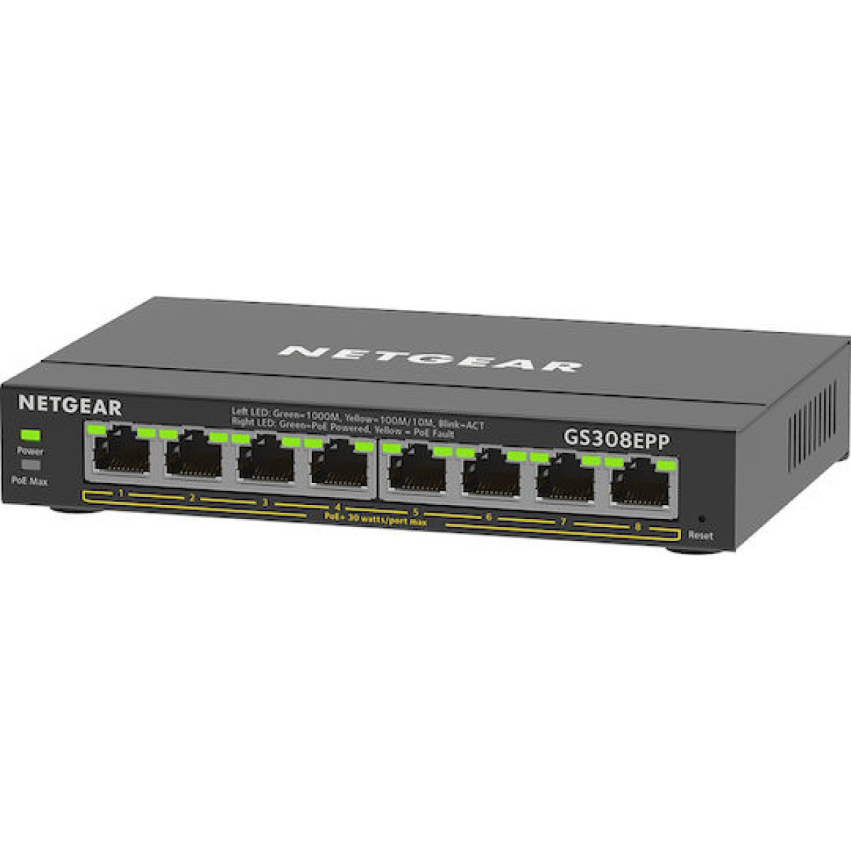 NetGear GS308EPP Unmanaged L2 PoE+ Switch με 8 Θύρες Gigabit (1Gbps) Ethernet