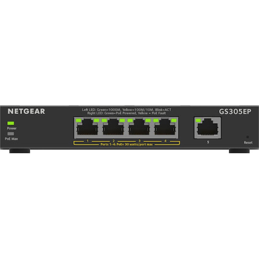 NetGear GS305EP Managed L2 PoE+ Switch με 4 Θύρες Gigabit (1Gbps) Ethernet