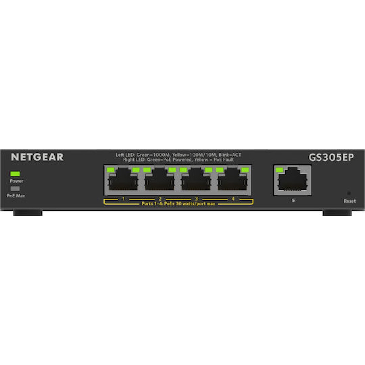NetGear GS305EP Managed L2 PoE+ Switch με 4 Θύρες Gigabit (1Gbps) Ethernet