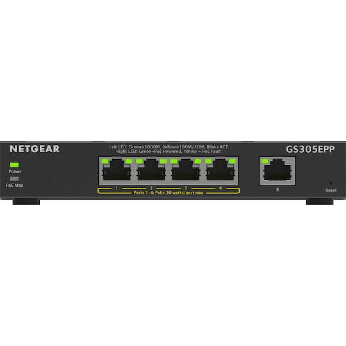 NetGear GS305EPP Unmanaged L2 PoE+ Switch με 5 Θύρες Gigabit (1Gbps) Ethernet