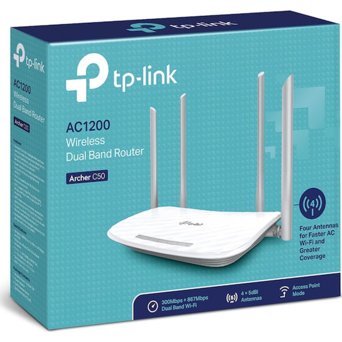 TP-LINK Archer C50 v6 Ασύρματο Router Wi‑Fi 5 με 4 Θύρες Ethernet