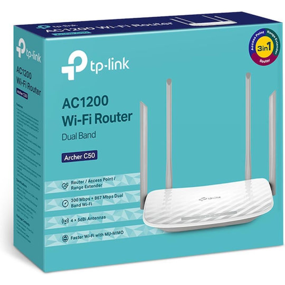 TP-LINK Archer C50 v6 Ασύρματο Router Wi‑Fi 5 με 4 Θύρες Ethernet